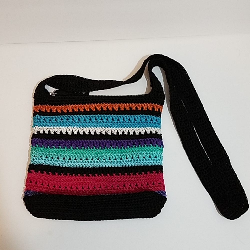 The Sak Shoulder Purse Black Multi Color Bag Nwot